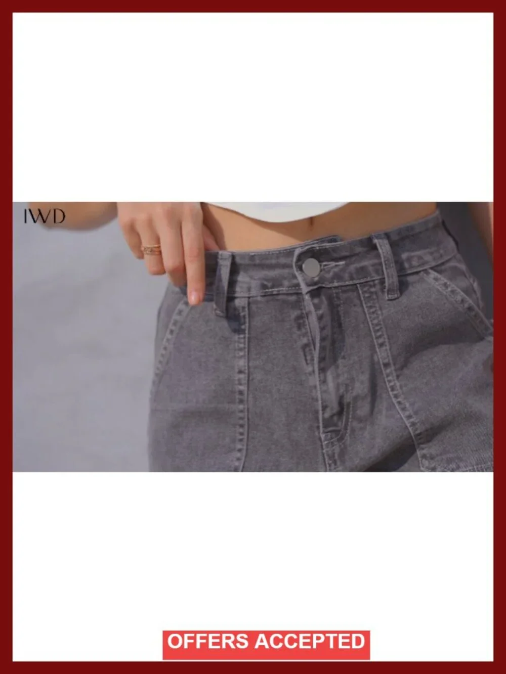 High Waist Bermuda Denim Shorts with Pockets Long Knee Length Summer Jean Shorts